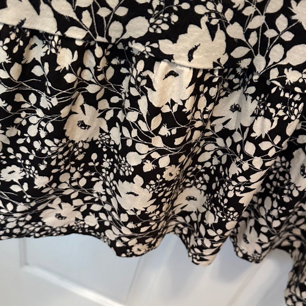 J. Jill Black and Cream Knit Floral Dress 3/4 Puff Sleeves Boxy Comfort Size 3X - Picture 5 of 7